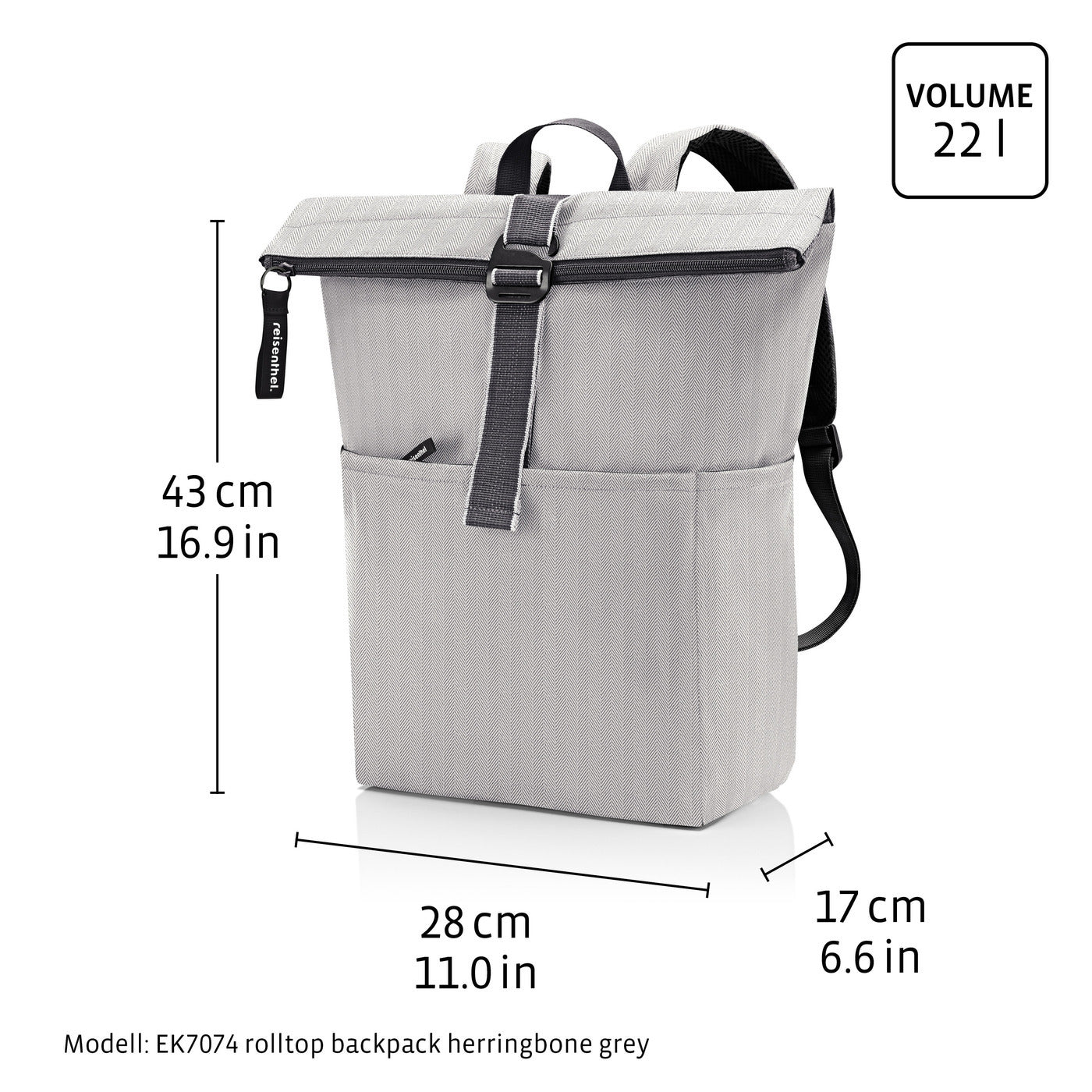 rolltop backpack herringbone grey rolltop backpack Reisenthel