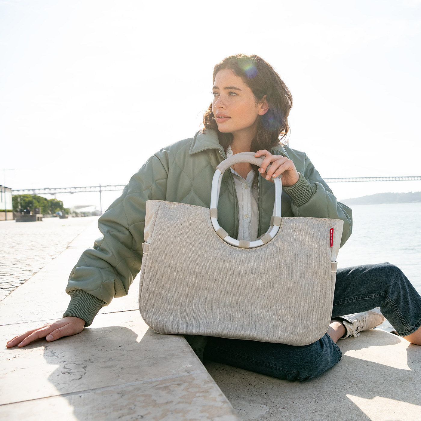 loopshopper L herringbone sand loopshopper L Reisenthel