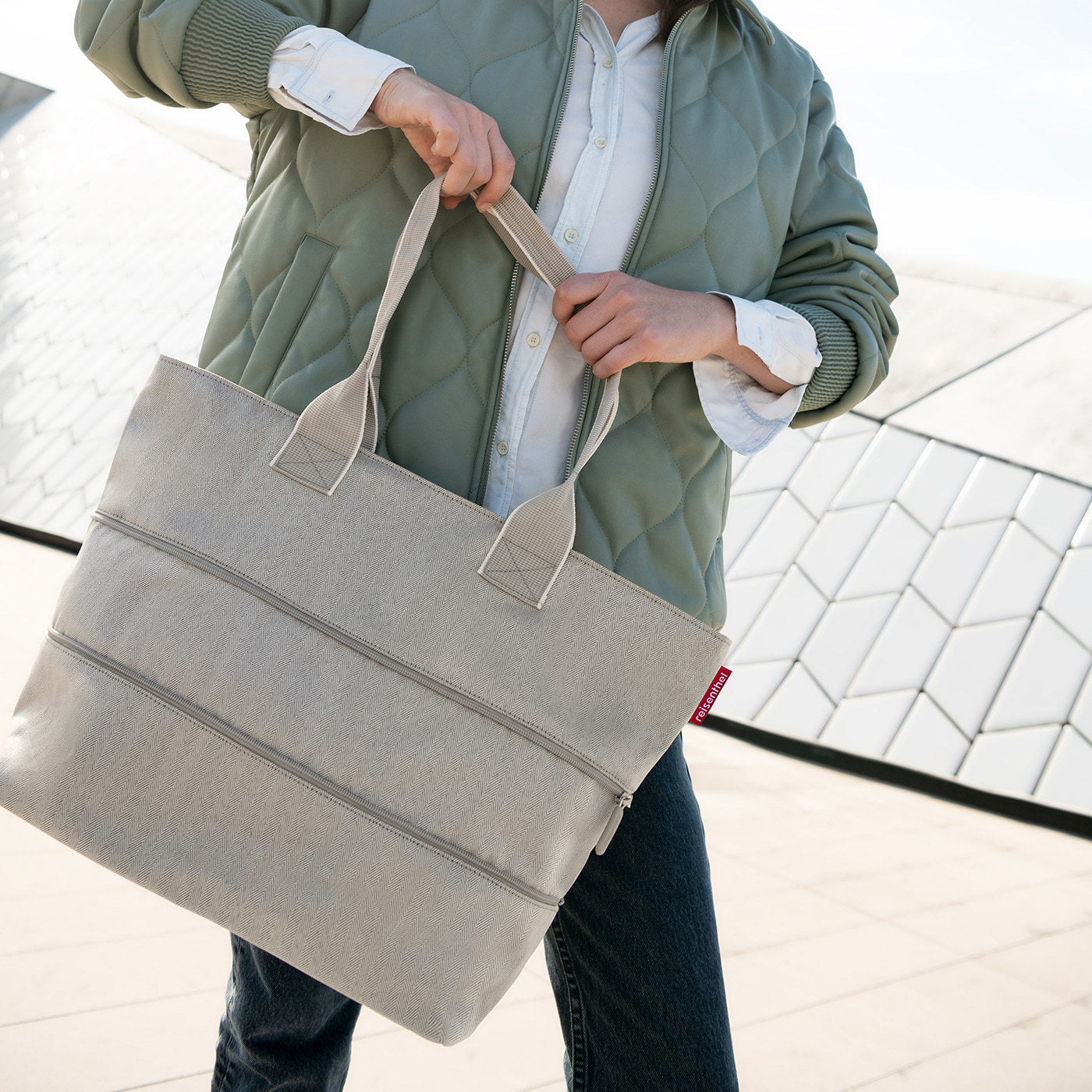 shopper e1 herringbone sand shopper e1 Reisenthel