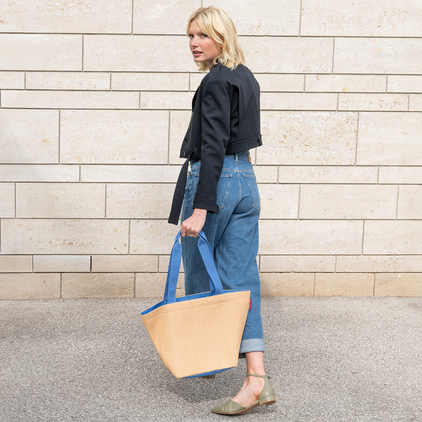 shopper M raffia blue shopper M Reisenthel