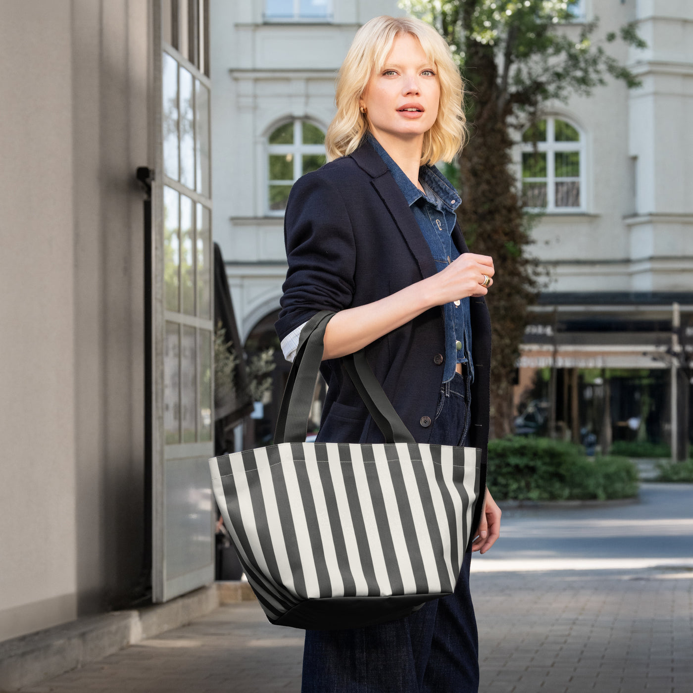 shopper M summerstripes black shopper M Reisenthel
